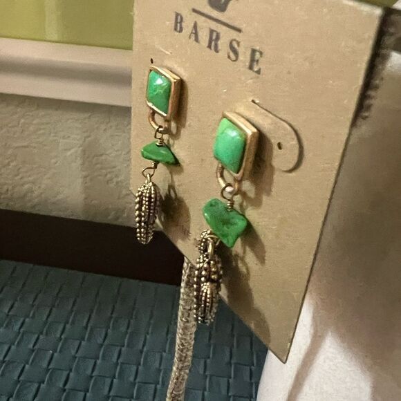 Studio Barse Green and Silver Cactus Earrings - Picture 3 of 7